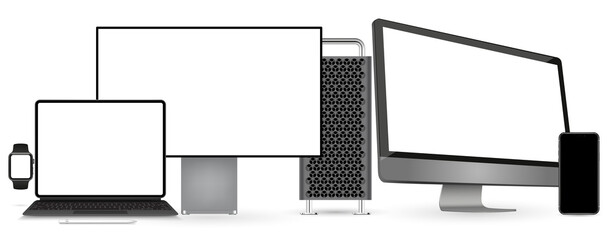 Poster - Set technology devices with empty display - vector