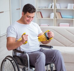 Disabled man recovering from injury at home