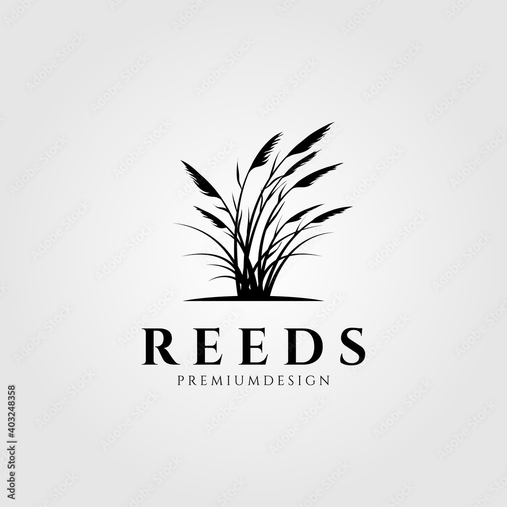 vintage reeds logo vector symbol illustration design - obrazy, fototapety, plakaty 