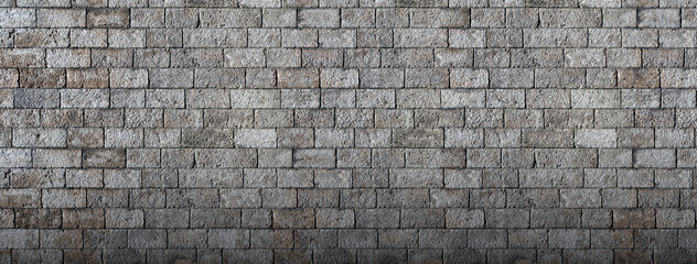 Wall Mural - wide gray stone wall texture pattern, dirty granite blocks wall background, urban texture banner, sh