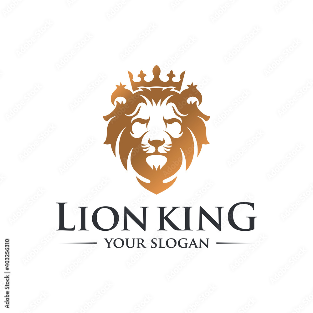 Vector de Stock Luxury Golden Royal Lion King logo design inspiration ...