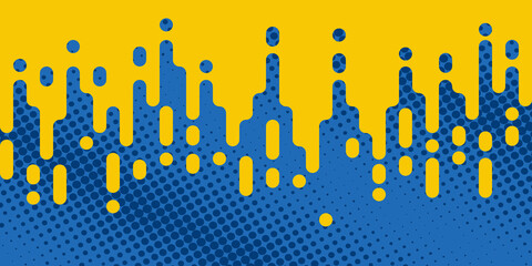 Poster - abstract background. halftone blue dots with yellow background. bright poster or banner. halftone pa