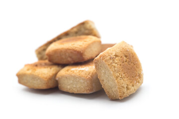 Wall Mural - Closeup of traditionals biscuits in shaped square on white background