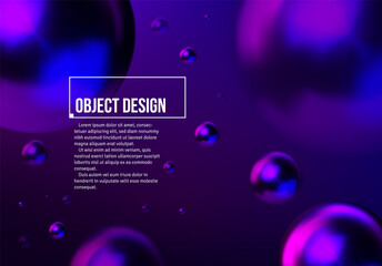 Poster - Abstract background with neon shiny blue and purple balls flying in perspective for science and business backdrop or wallpaper.