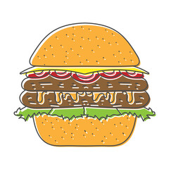 Fototapete - burgers hand drawn design vector illustration