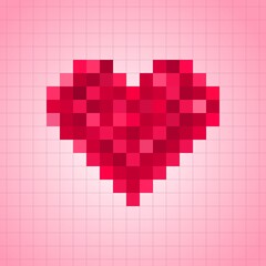 Poster - pixel heart icon illustration design