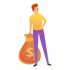 Poster - Man money bag icon. Cartoon of man money bag vector icon for web design isolated on white background