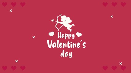 Wall Mural - happy valentines day lettering in card with cupid angel