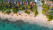 Luftaufnahme von einem Strand und einem Hotel auf Mauritius 