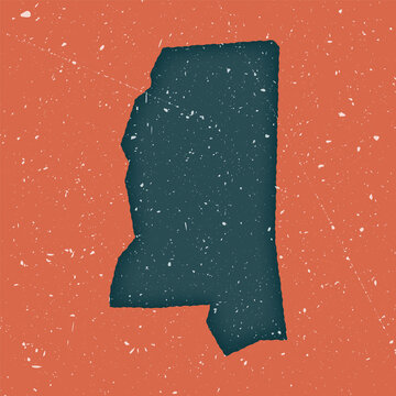 Mississippi vintage map. Grunge map of the US state with distressed texture. Mississippi poster. Vector illustration.
