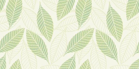 Sticker - Artistic seamless pattern with abstract leaves. Modern design for paper, cover, fabric, interior decor and other.