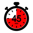 nswi45 NewStopWatchIcon nswi - english - timer and stopwatch icon. - countdown timer. - 45 minutes - simple black pictogram - xxl e10093