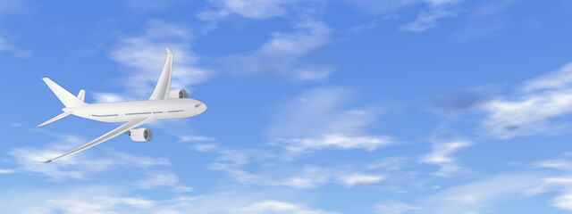 Wall Mural - Airplane flying in the sky by day - 3D render