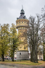 Wilhelminian Water Tower In Selestat. In 1887 Genesis Of Selestat Drinking Water Network. Water Tower Is Still In Operation Today. Place Du General De Gaulle, Selestat, Alsace, France, Europe.