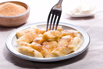 Freshly made homemade lazy dumplings