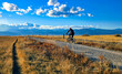 canvas print picture - A mountain biker on Colorado's high plains