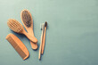Body care with eco-friendly accessories. Bamboo toothbrushes and combs.