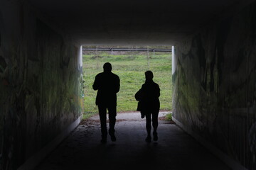 Wall Mural - Couple hiking in the countryside