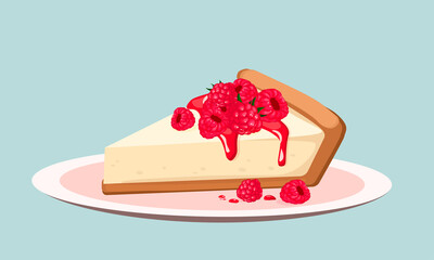 cheesecake with raspberries on a plate