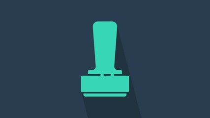 Poster - Turquoise Stamp icon isolated on blue background. 4K Video motion graphic animation.