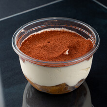 Classic Tiramisu Dessert In A Plastic Take Away Cup