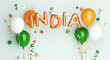 Happy Independence Day of India or republic day decoration background with balloon, greeting card, banner, template, flyer, copy space text, 3D illustration.