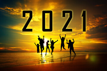Cheering and celebrated of new year 2021.