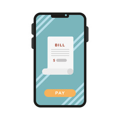 Poster - Bill paper and pay button in smartphone vector design