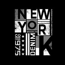 New York Denim Typography Graphic Design, For T-shirt Prints, Vector Illustration
