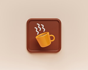 Poster - Cup of coffee icon. minimal design for cafe or restaurant. 3d rendering