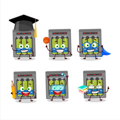 Sticker - School student of electric battery charge cartoon character with various expressions