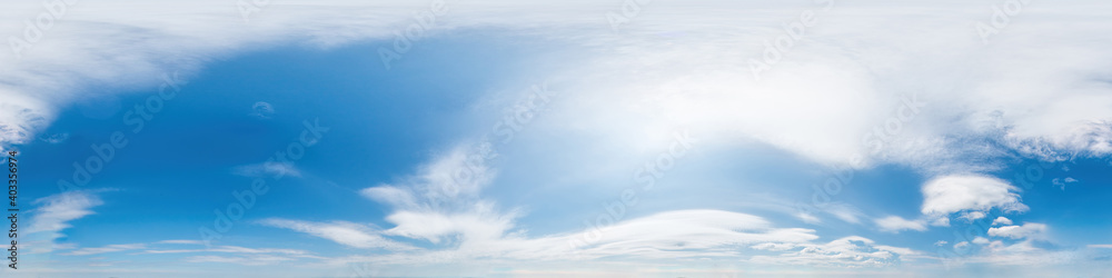 Seamless panorama of sky with light clouds in spherical equirectangular ...