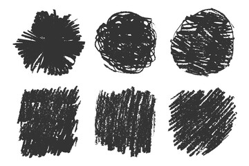 Wall Mural - vector hand drawn grungy pencil textures set. differently hatched rough distressed black draft shape