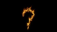 3D Animation Of The Question Mark Point Sign Symbol On Fire With Alpha Layer