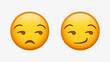 Unamused emoji Face looking to the side, Unimpressed side eye emoticon, Smirking emoji Face, Suggestive Smile emoticon, Dissatisfied emotion, Smug emotion