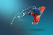 Red betta fish in water splash
