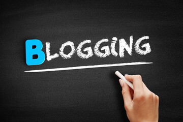 Poster - Blogging text on blackboard, concept background