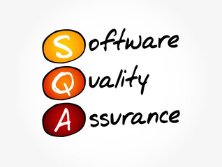 Aufkleber - sqa - software quality assurance acronym, concept background