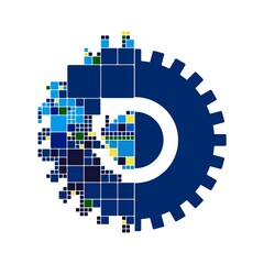 Poster - gear and squares. agile development concept. vector icon isolated on white background.