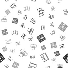Aufkleber - set book, pendulum, insects in a frame and virtual reality glasses on seamless pattern. vector.