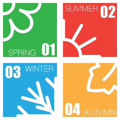 Sticker - Four nature seasons squares