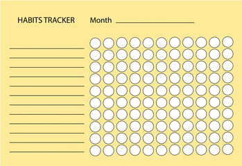 Wall Mural - Monthly planner habit tracker template. Vector flat illustration. Habit tracker template.