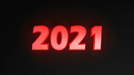 Poster - The write 2021 in red lighted characters, on black background - 3D rendering video clip