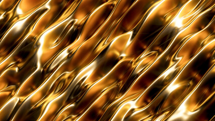 Aufkleber - Gold liquid background. Metallic gold foil texture. Luxury golden wallpaper. Glitter backdrop. 3d rendering, 3d illustration.