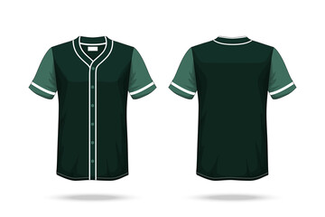 Sticker - Specification Baseball T Shirt Dark Green Mockup isolated white background , Blank space on the shirt for the design and placing elements or text on the shirt , blank for printing , illustration