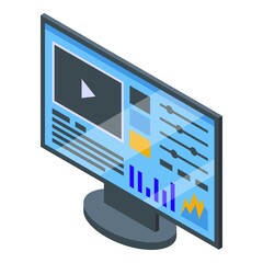 Poster - Monitor control video icon. Isometric of monitor control video vector icon for web design isolated on white background