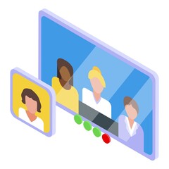Poster - Online conference icon. Isometric of online conference vector icon for web design isolated on white background