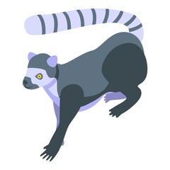 Wall Mural - Primate lemur icon. Isometric of primate lemur vector icon for web design isolated on white background