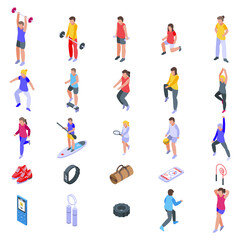Poster - Physical activity icons set. Isometric set of physical activity vector icons for web design isolated on white background