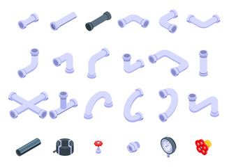 Poster - pipe icons set. isometric set of pipe vector icons for web design isolated on white background